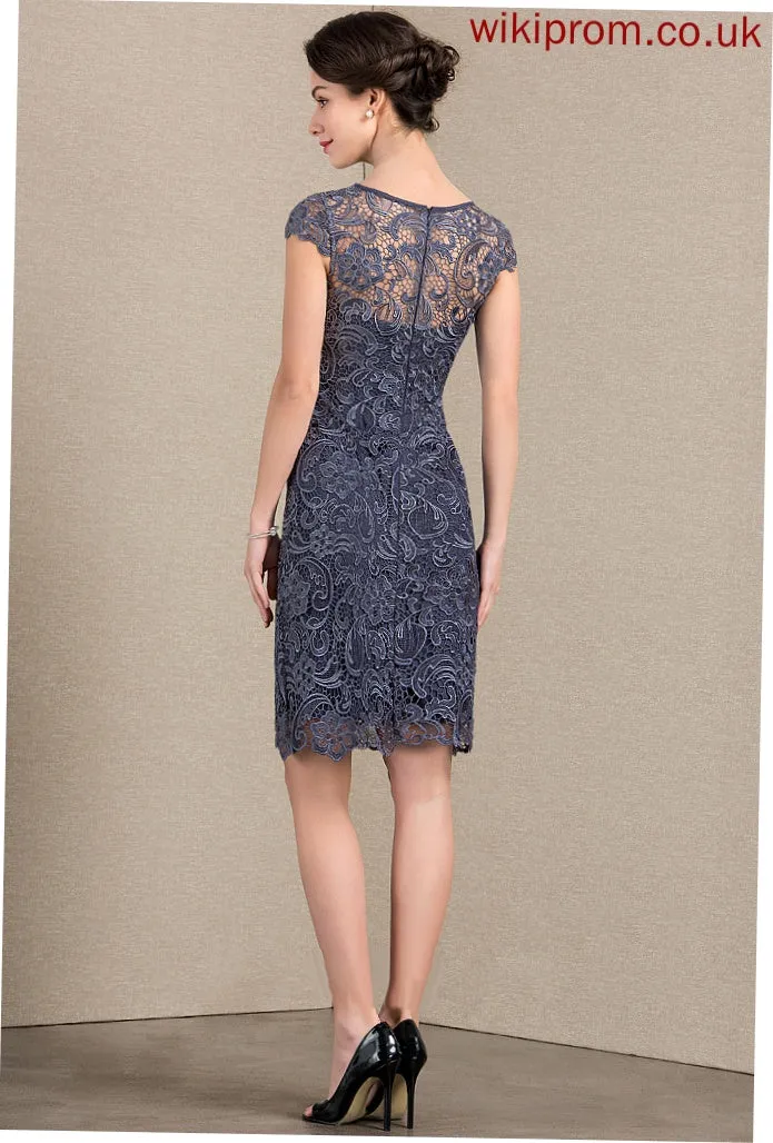 the Mother Lace Neck Dress Bride of Mother of the Bride Dresses Knee-Length Madyson Scoop Sheath/Column
