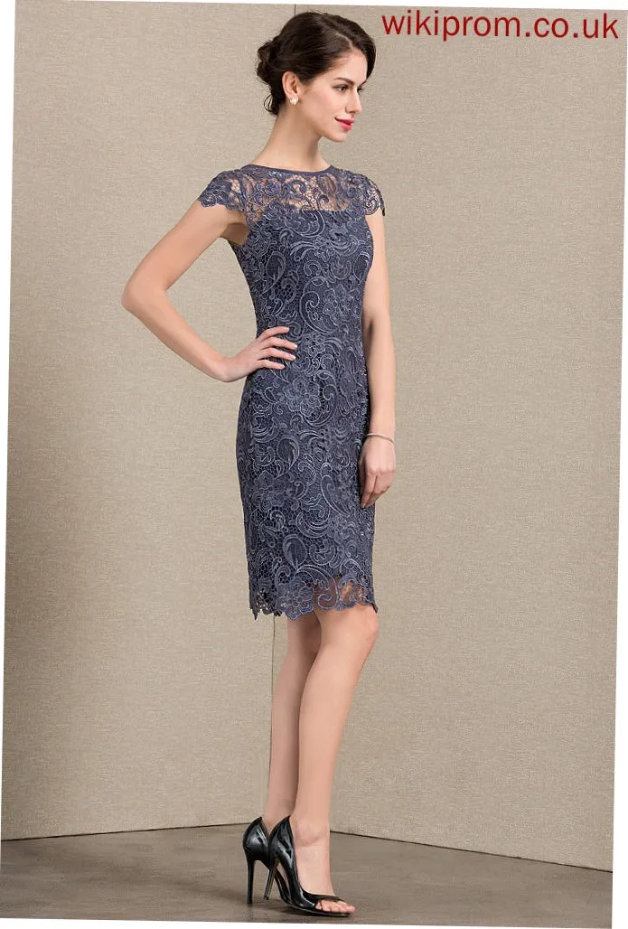 the Mother Lace Neck Dress Bride of Mother of the Bride Dresses Knee-Length Madyson Scoop Sheath/Column