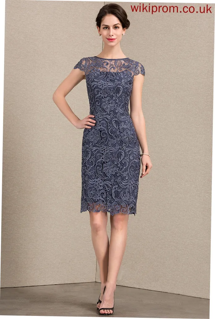 the Mother Lace Neck Dress Bride of Mother of the Bride Dresses Knee-Length Madyson Scoop Sheath/Column