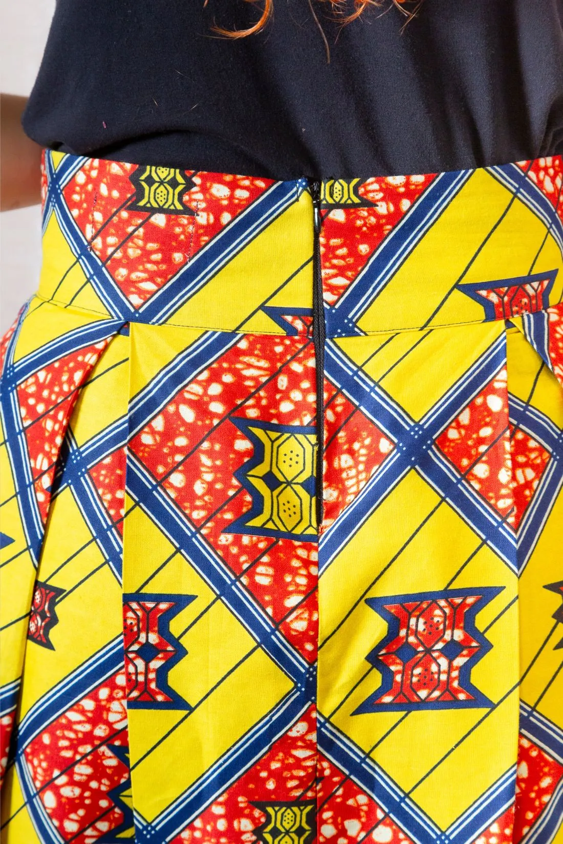 The Ultimate Chioma African Print Pleated Yellow Midi Skirt
