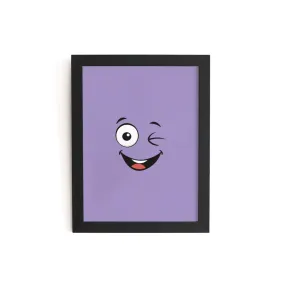 TheKarkhana- Purple Winking Smile Emoji Frame For Home, Restaurant & Wall Decor (24.5 x 34.7 cm) (With Glass)