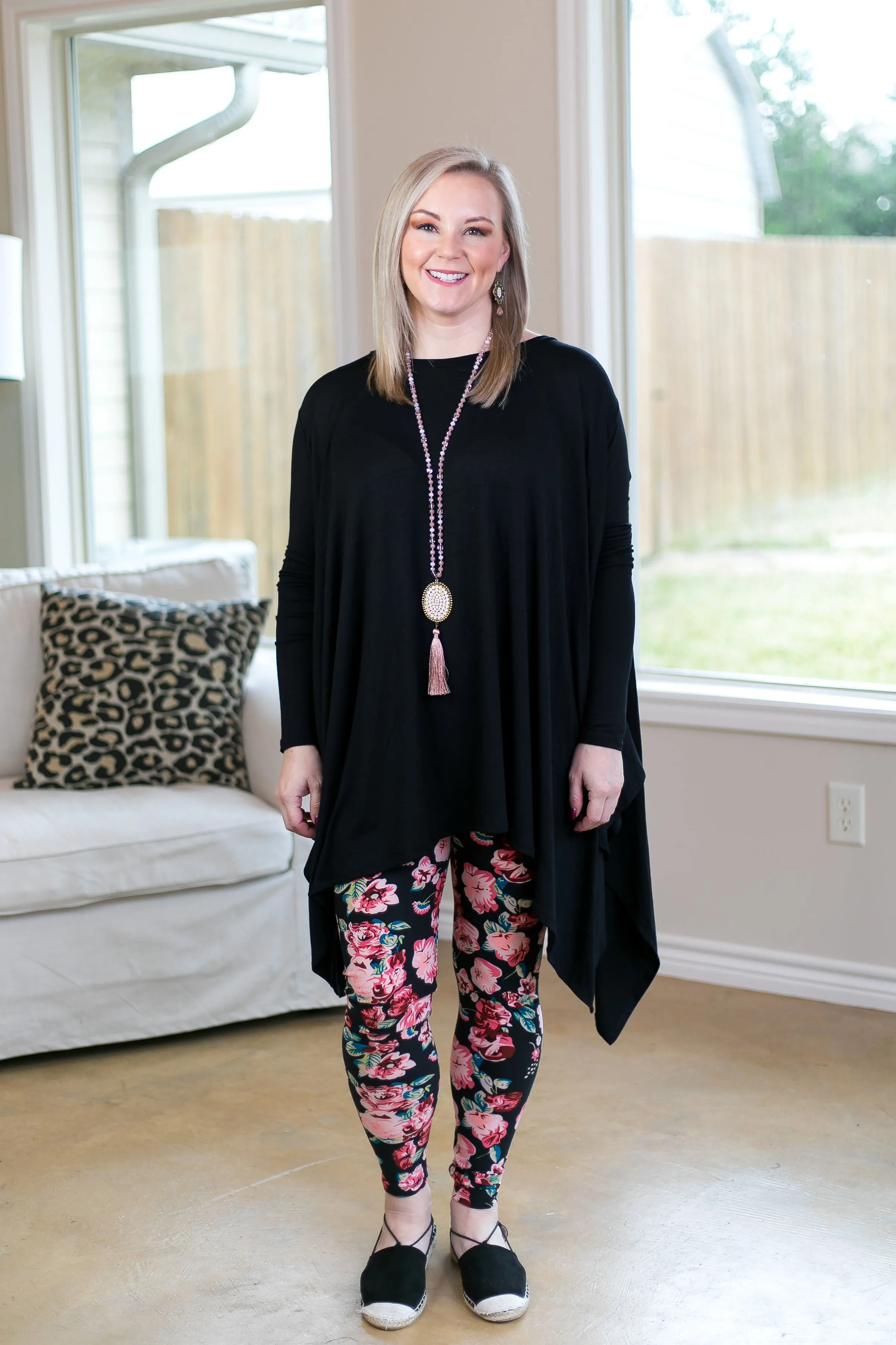This Is The Life Floral Print Leggings in Pink