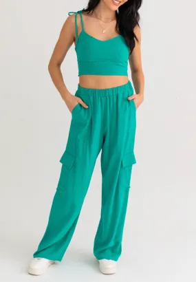 Tie Strap Scrunch Back Crop Top