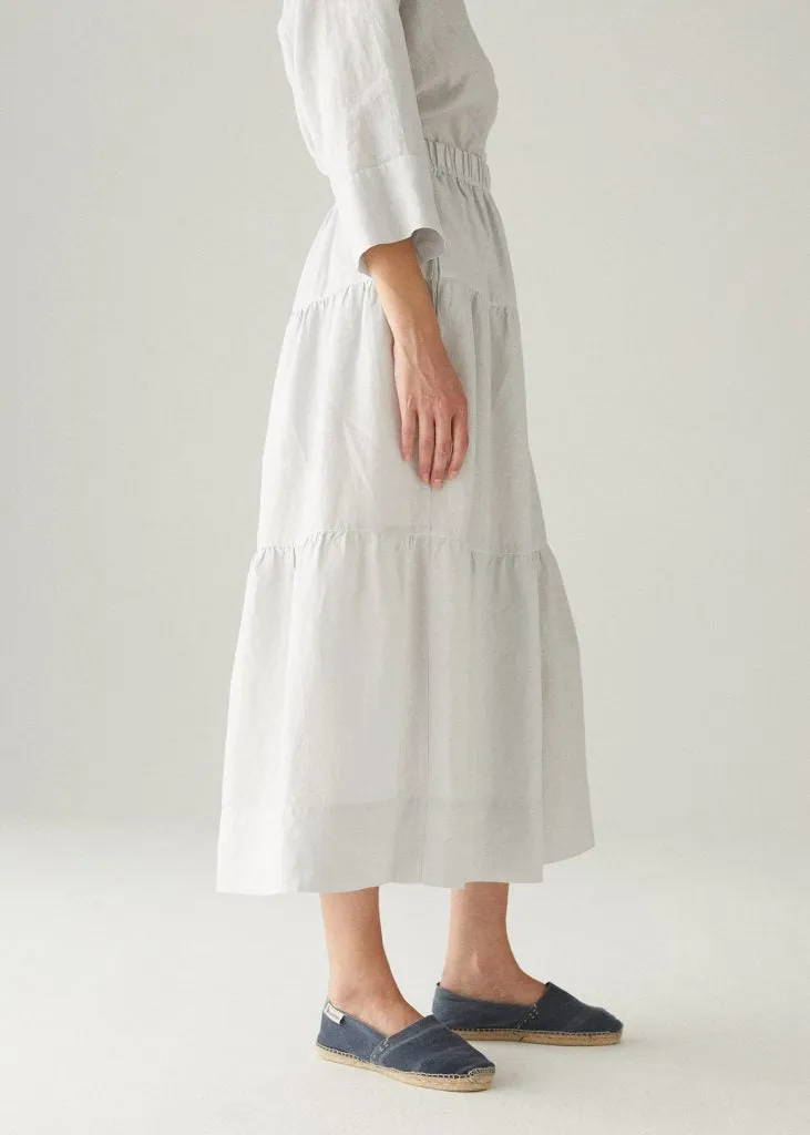 Tiered Linen Skirt - Teal