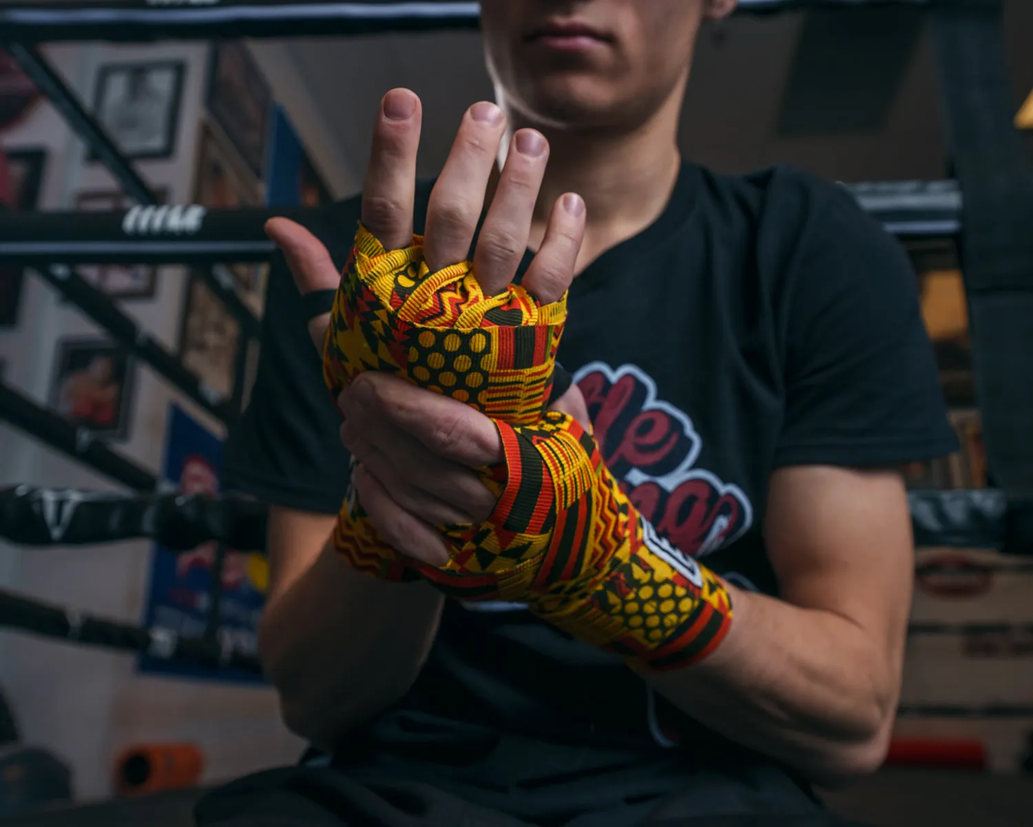 TITLE Boxing Print Hand Wraps 180"