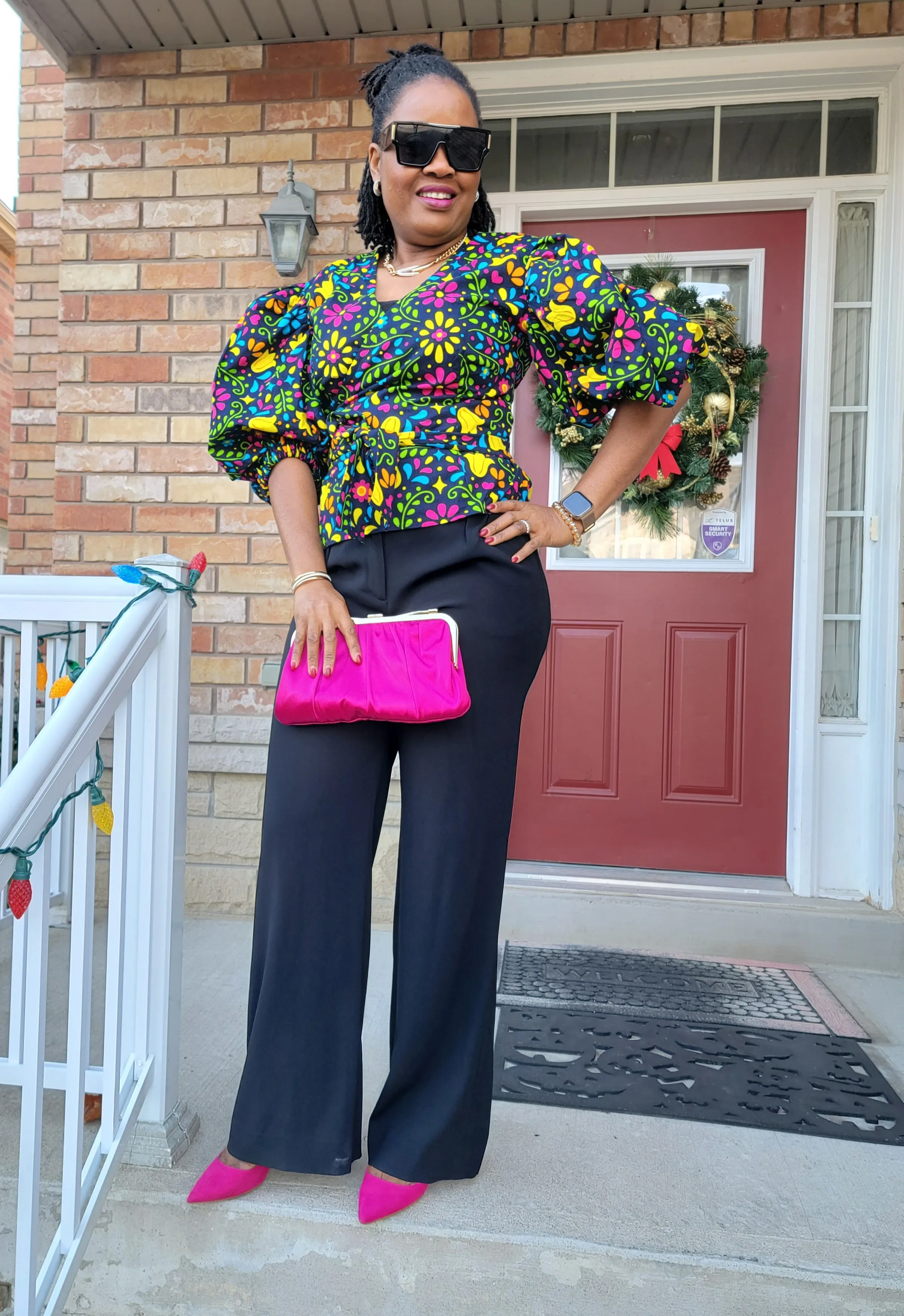 Toke African Print Crop Wrap Top