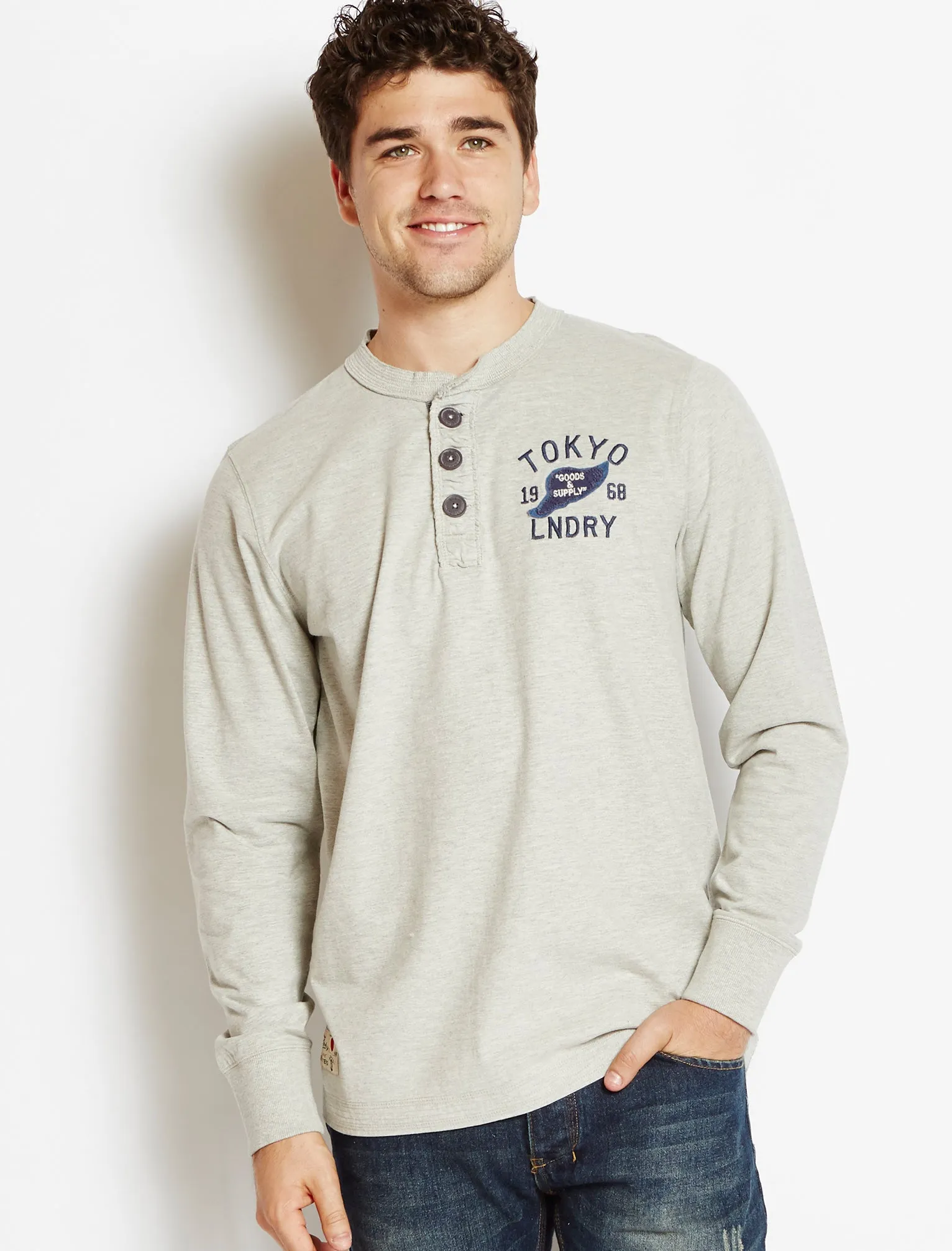 Tokyo Laundry Arturo blue henley top