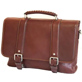 Tony Perotti Leather Clip Close Brown Satchel