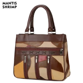 Top-Handle Bags Genuine Leather Bags Women Sheepskin Handbags Women Bag Designer Soft Shoulder Bag Lady Patchwork Vintage Bags
