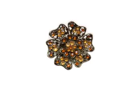 Topaz Rhinestone Floral Brooch 1.50" - 1 Piece