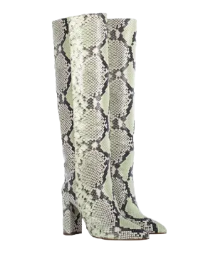 Toral Green Snakeskin Print Leather Tall
