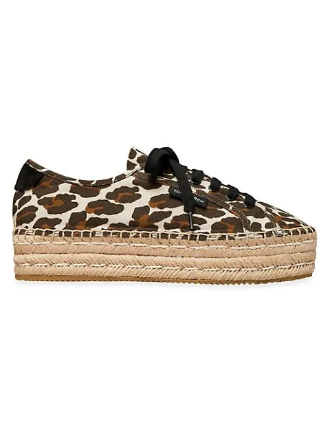 Tory Burch
 Seaside Leopard-Print Canvas Oxford Espadrilles
