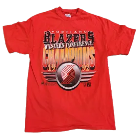 Trail Blazers 1992 Western Conference Champs Red Tee - Size Large