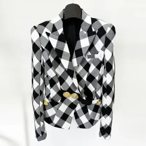 Trend4us Women's Checkered Luxe Blazer