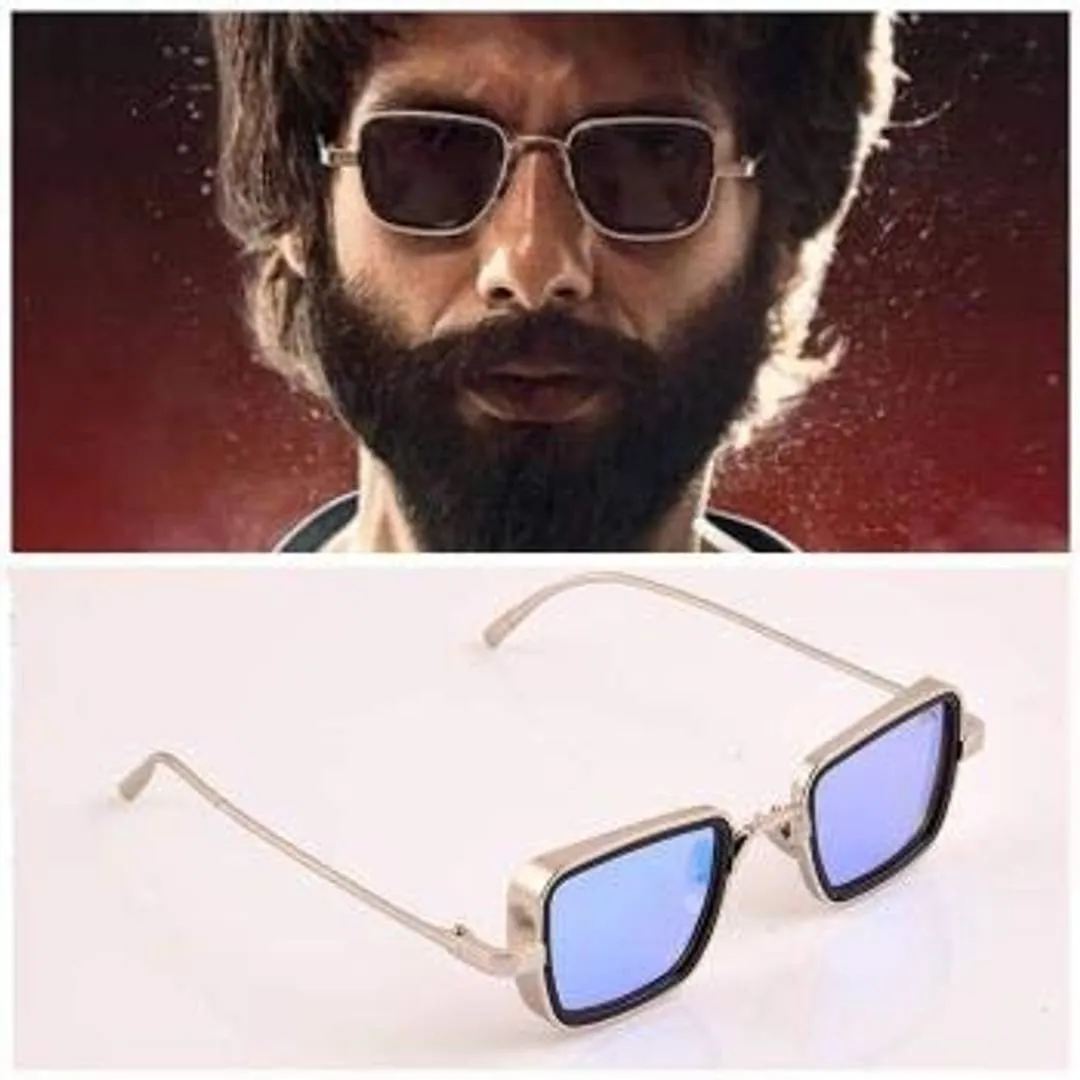 Trendy Blue Metal Square Sunglass For Men And Boys