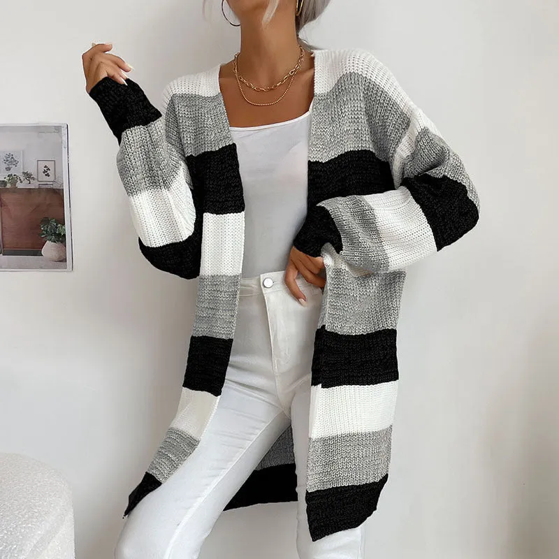 Trendy Buttonless Cardigan - Women's Winter Knitted Sweater Jacket