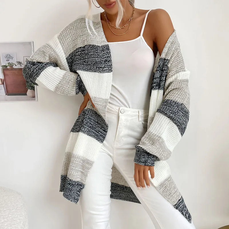 Trendy Buttonless Cardigan - Women's Winter Knitted Sweater Jacket