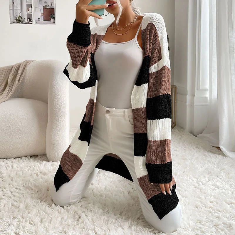 Trendy Buttonless Cardigan - Women's Winter Knitted Sweater Jacket