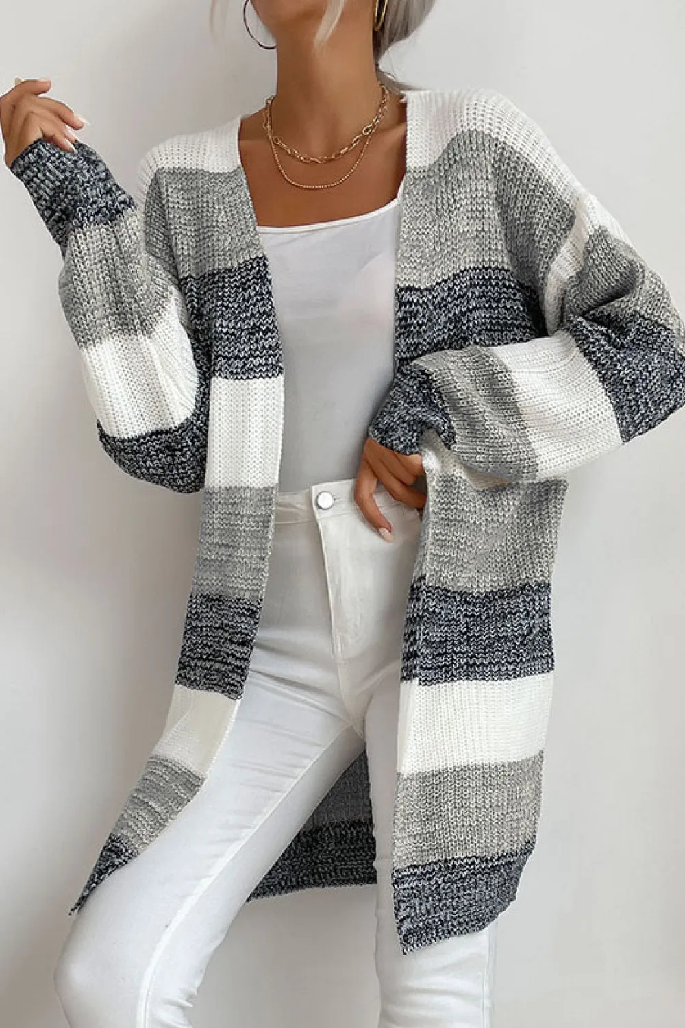Trendy Buttonless Cardigan - Women's Winter Knitted Sweater Jacket