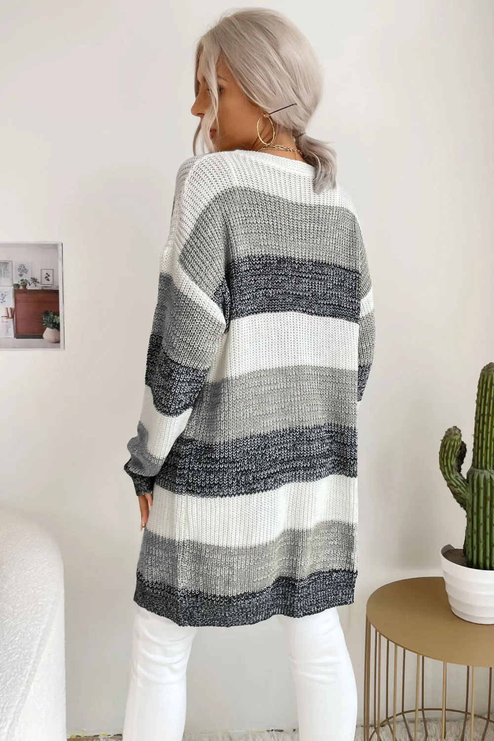 Trendy Buttonless Cardigan - Women's Winter Knitted Sweater Jacket