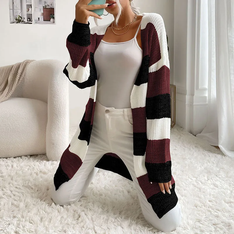Trendy Buttonless Cardigan - Women's Winter Knitted Sweater Jacket