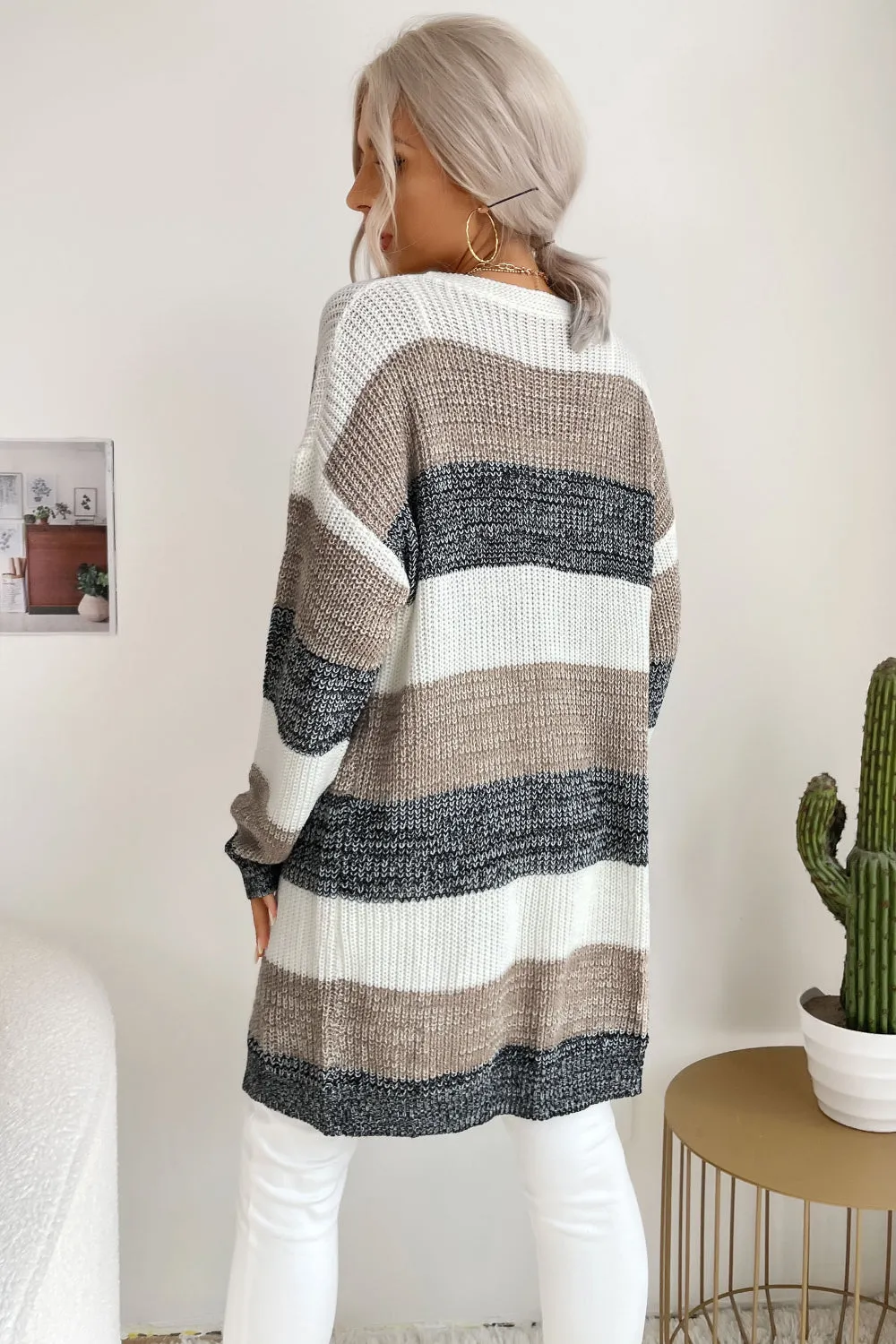 Trendy Buttonless Cardigan - Women's Winter Knitted Sweater Jacket