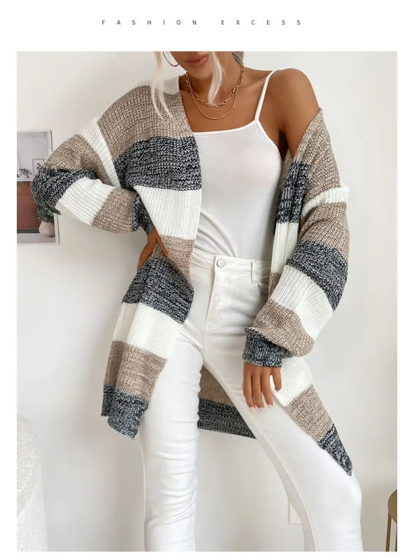 Trendy Buttonless Cardigan - Women's Winter Knitted Sweater Jacket