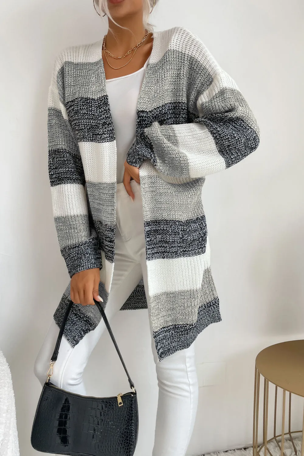 Trendy Buttonless Cardigan - Women's Winter Knitted Sweater Jacket