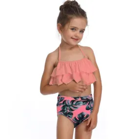 Trendy Girls Summer Floral Print Sleeveless Beachwear Two Pieces