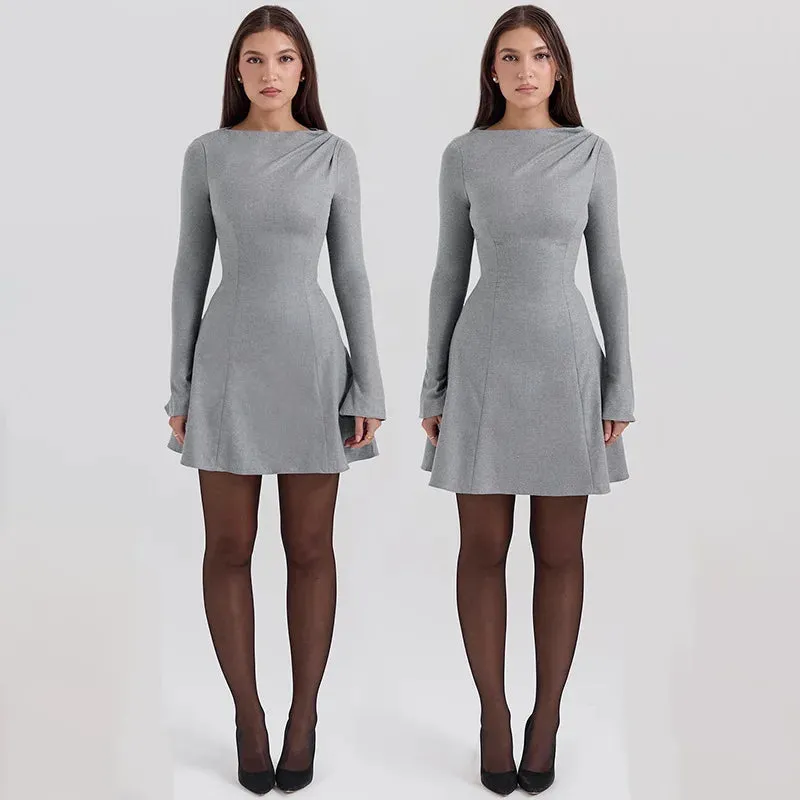 Trendy High Waist Gray Mini Dress for Style Icons