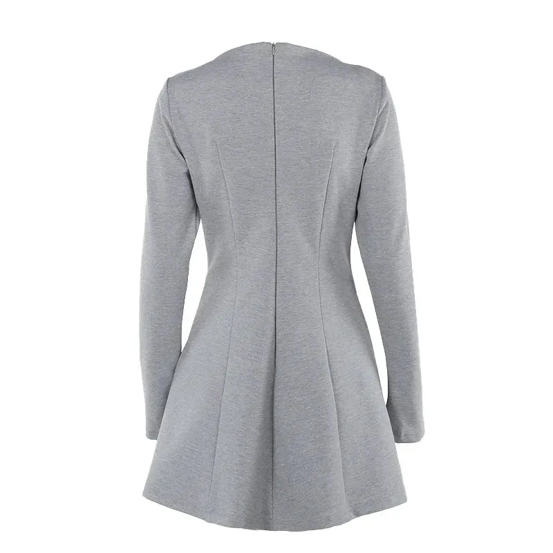 Trendy High Waist Gray Mini Dress for Style Icons