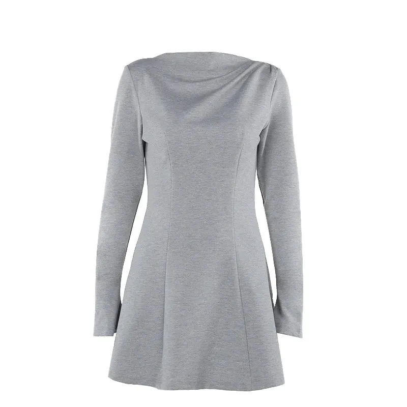 Trendy High Waist Gray Mini Dress for Style Icons