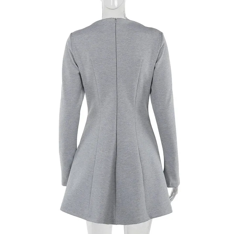 Trendy High Waist Gray Mini Dress for Style Icons
