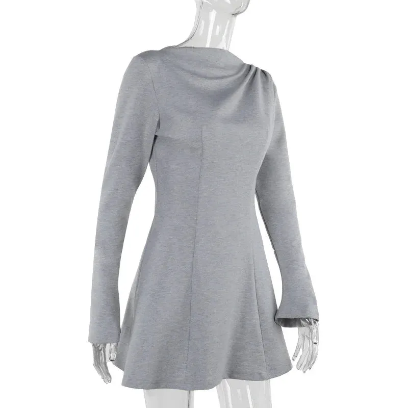 Trendy High Waist Gray Mini Dress for Style Icons