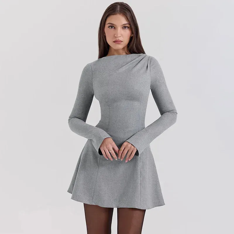 Trendy High Waist Gray Mini Dress for Style Icons