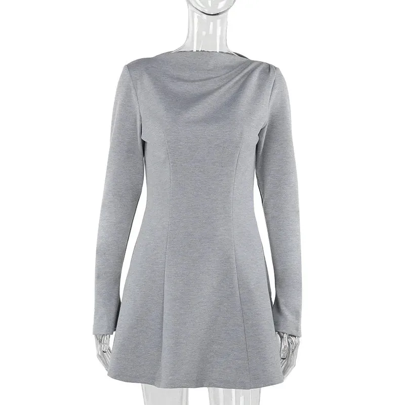 Trendy High Waist Gray Mini Dress for Style Icons