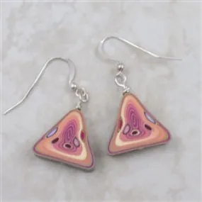 Triangular Handmade Pink Bead Sassy Earrings