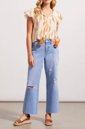 Tribal Distressed Denim W/ Rainbow Thread