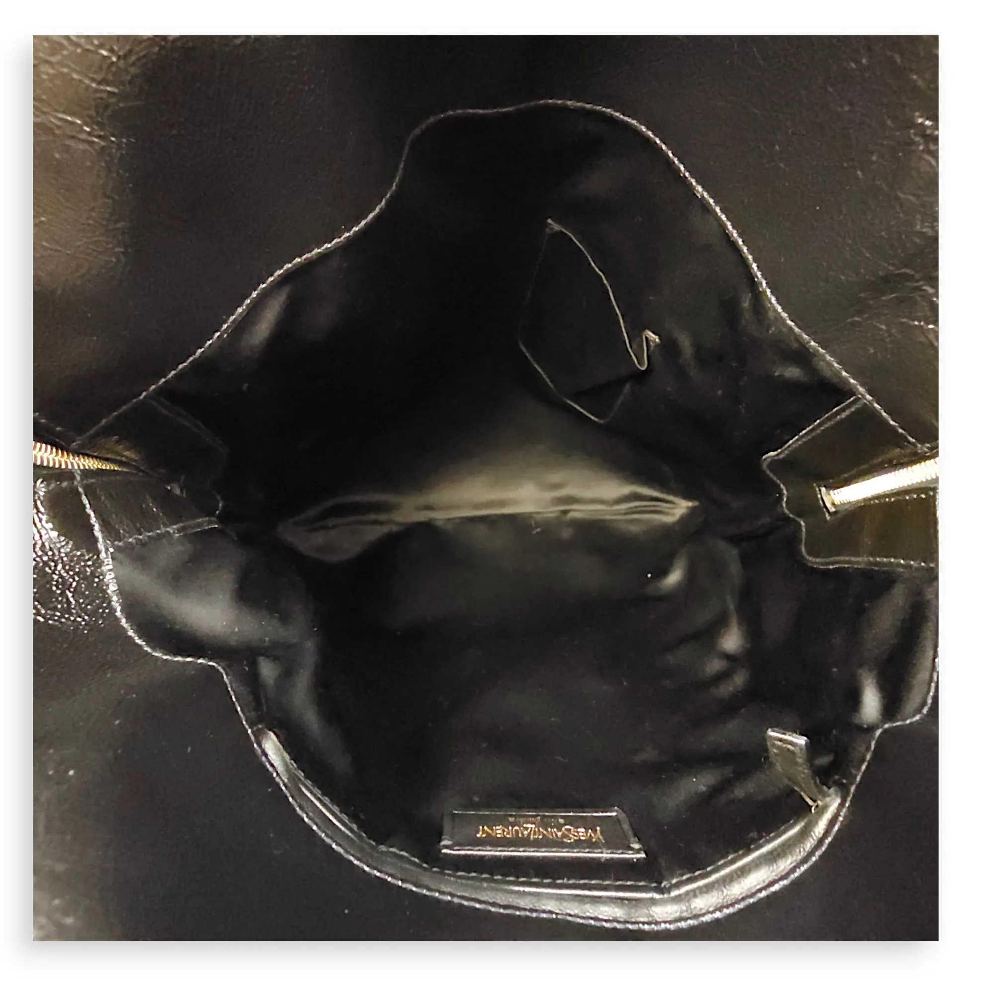 Tribute Large Black Tote Bag in Patent Leather, Gold hardware