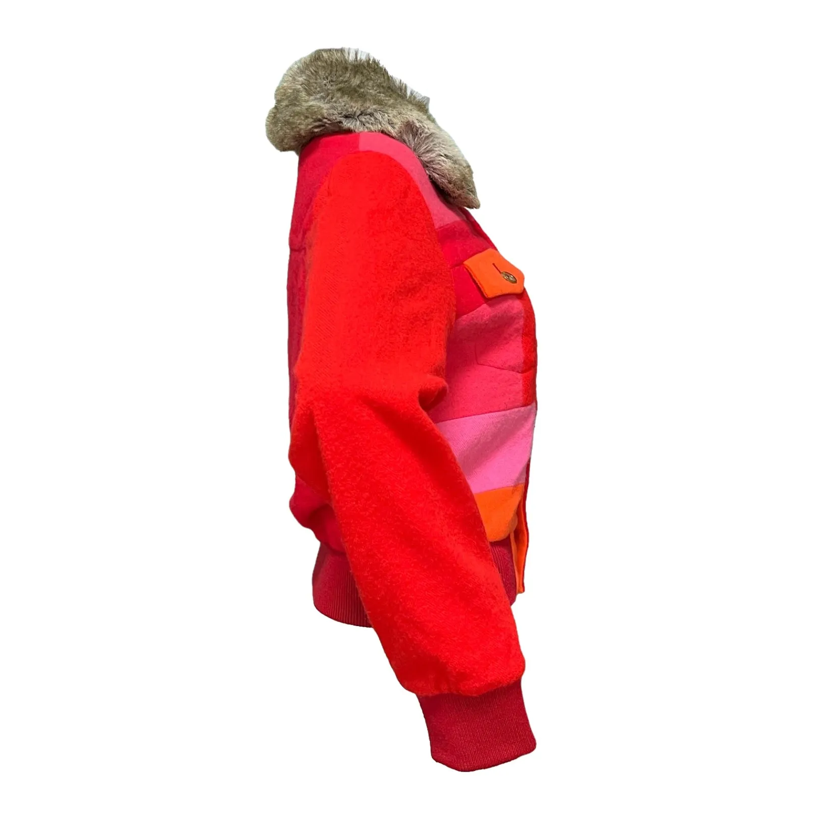 TRICOT COMME DES GARÇONS Fur Trim Patchwork Jacket