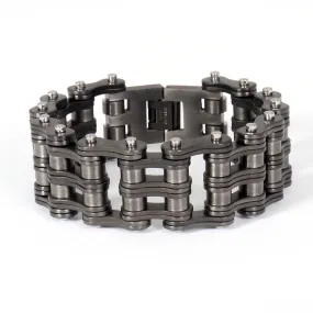 TRIPLE WIDE CHAIN BRACELET GUNMETAL