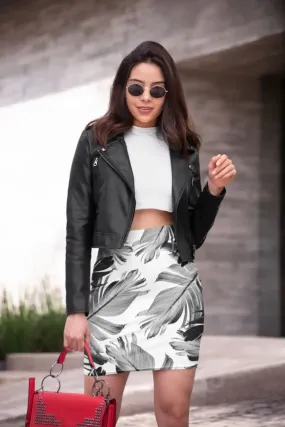 Tropical Banana Leaves Pattern Pencil Skirt