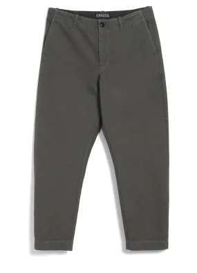 TRYGVE | Wide Cut Cropped Trousers | Green Grey