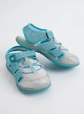 Tu Girls Blue Glittery Light Up Adventure Sandals