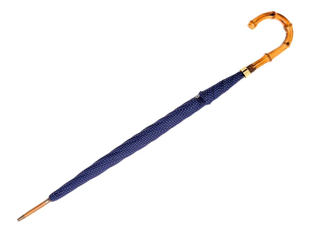 Tube Whangee Handle Navy & White Polka Dot