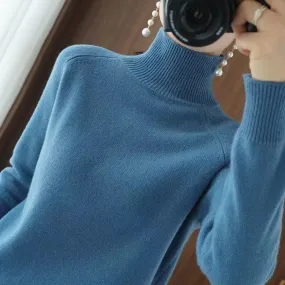Turtleneck Cashmere Women Sweaters Solid Casual Long Sleeve Knitted Jumper Female Bottoming Pullover Sweaters Autumn Winter