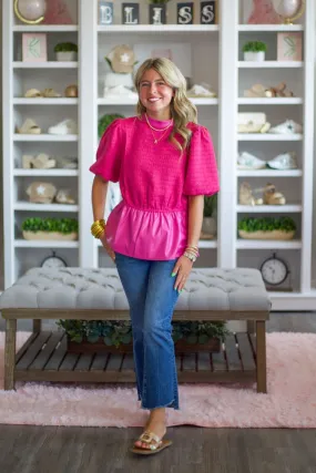 Tweed And Faux Leather Mixed Peplum Top