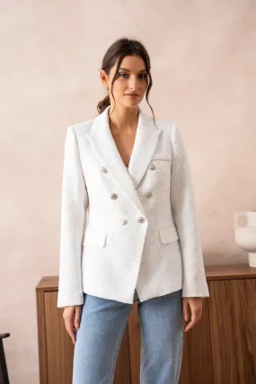 Tweed Blazer Jacket  White