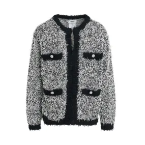 Tweed Knit Cardigan in Black