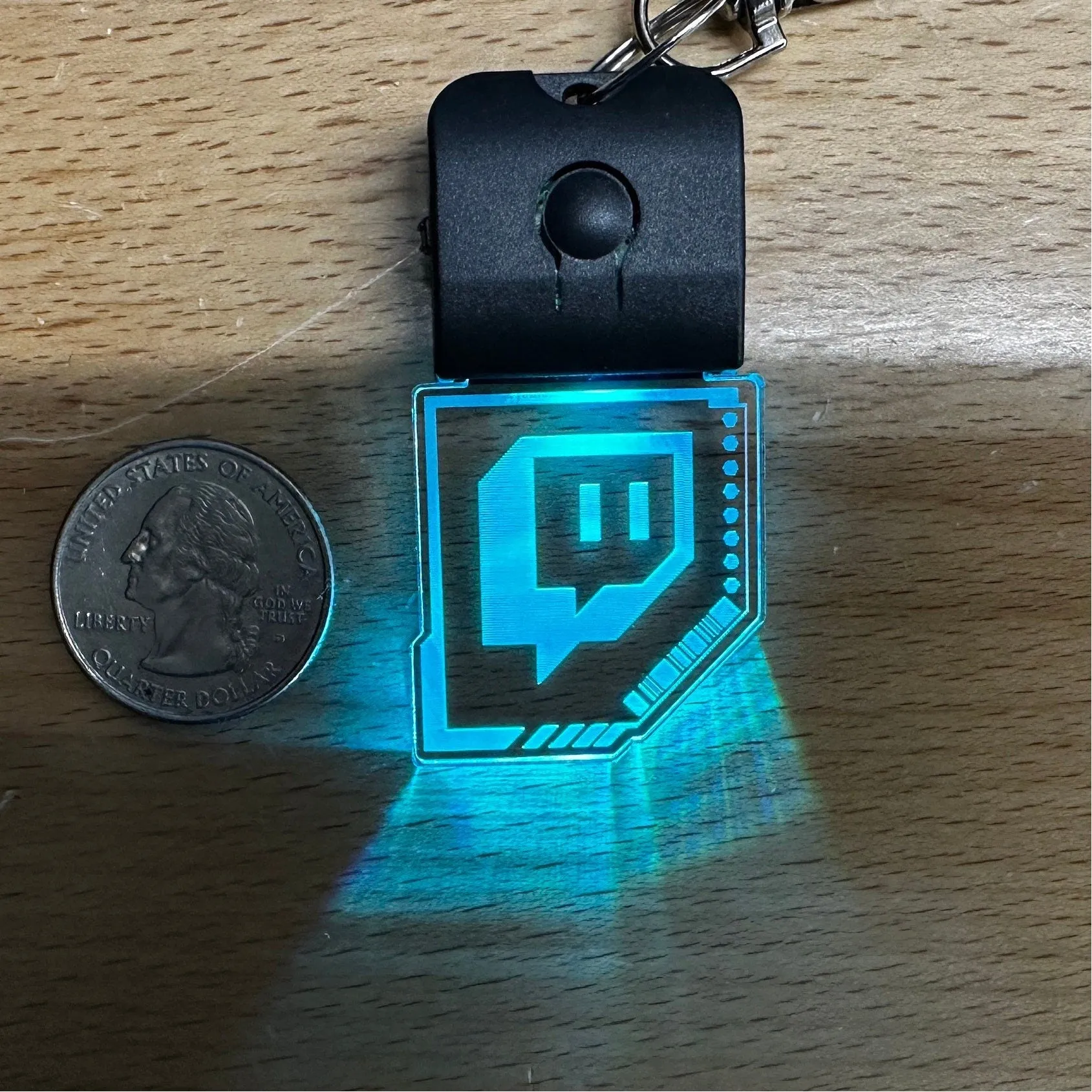 Twitch Inspired CyberPunk LED Keychain  - Color Changing - Stocking Stuffer